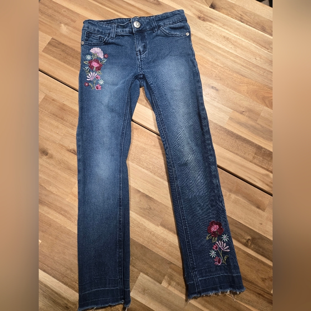 XOXO Kids Blue Jeans with Floral Embroidery